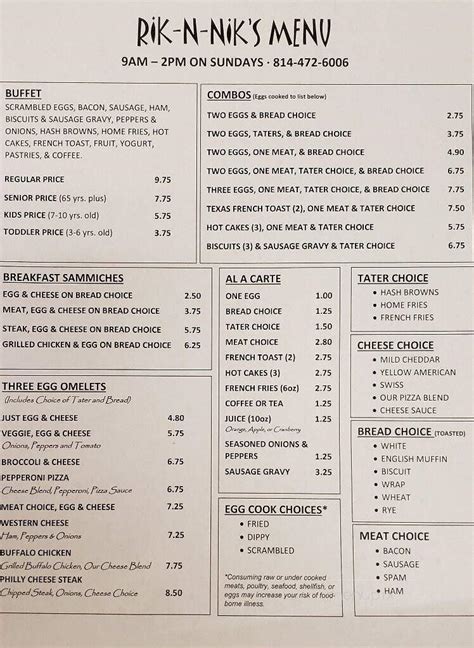 28 $$ Moderate American, Pizza, Coffee & Tea. . Rik n niks menu
